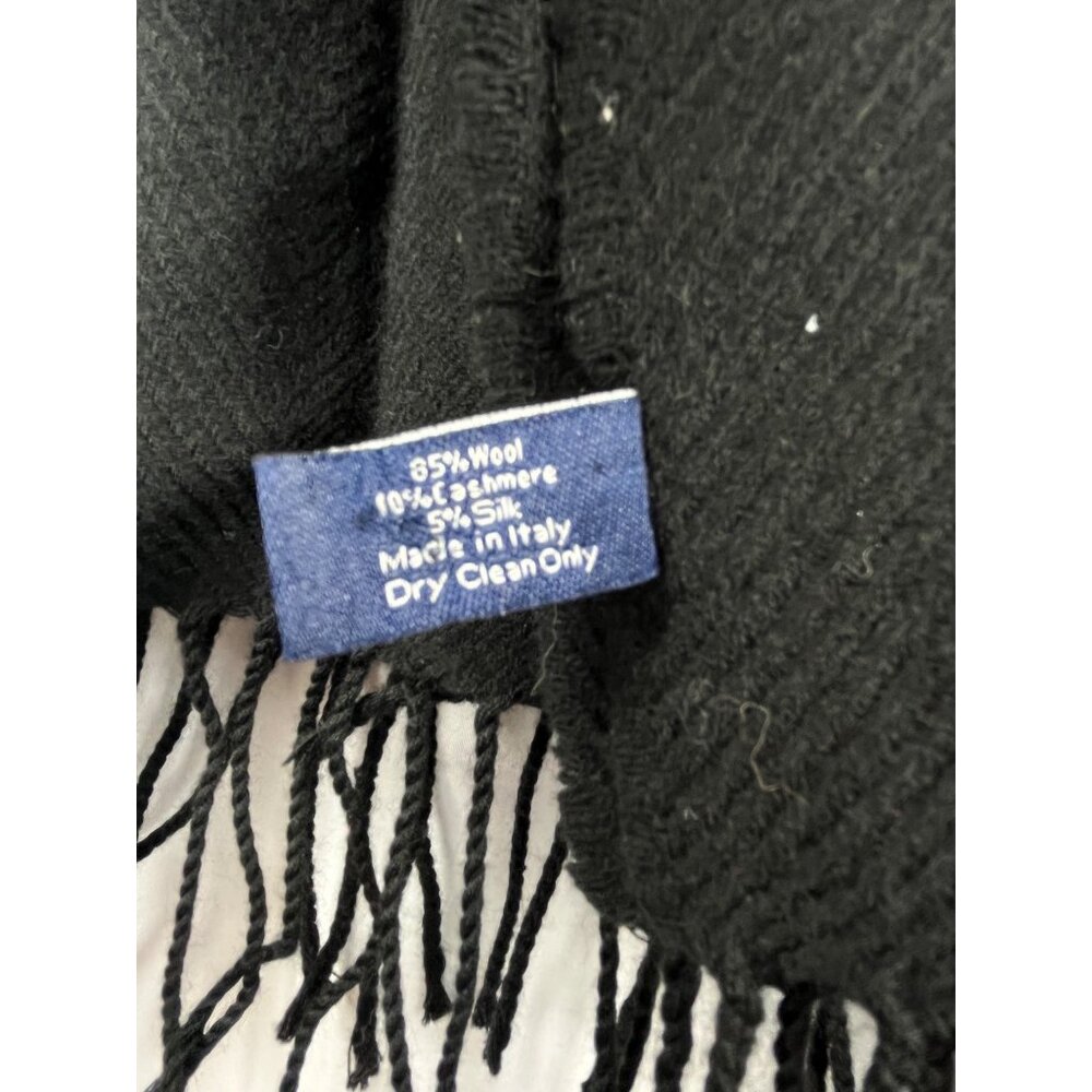 Oversized 85” Made in Italy Cashmere Wool Silk Scarf Black Fringe Wrap Ann taylo - Picture 11 of 11